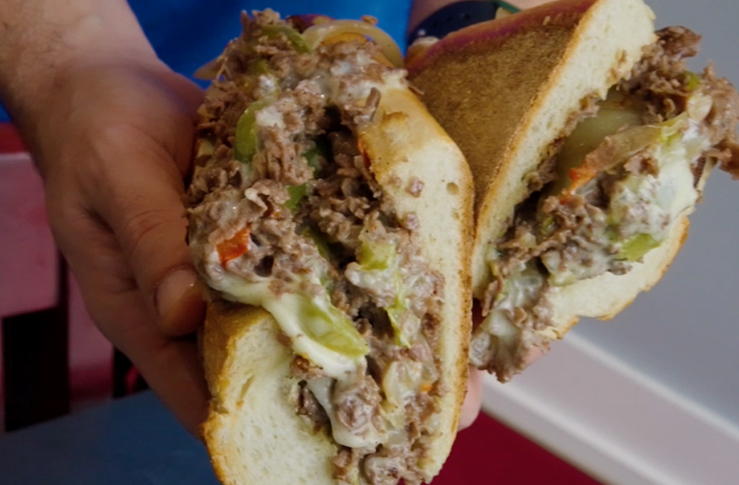 Cheesesteak with peppers onions and mushrooms at Fusaro's in Manahawkin