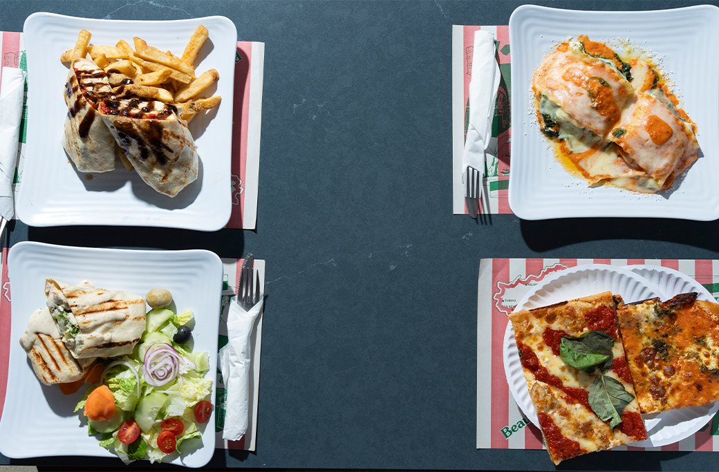 Italian takeout spread from Fusaro's Pizza and Pasta in Manahawkin NJ
