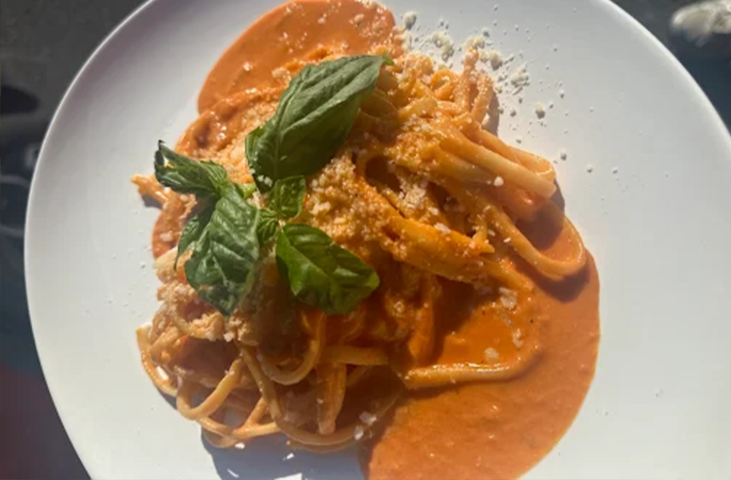 Pasta with creamy tomato vodka sauce at Fusaro's Pizza and Pasta